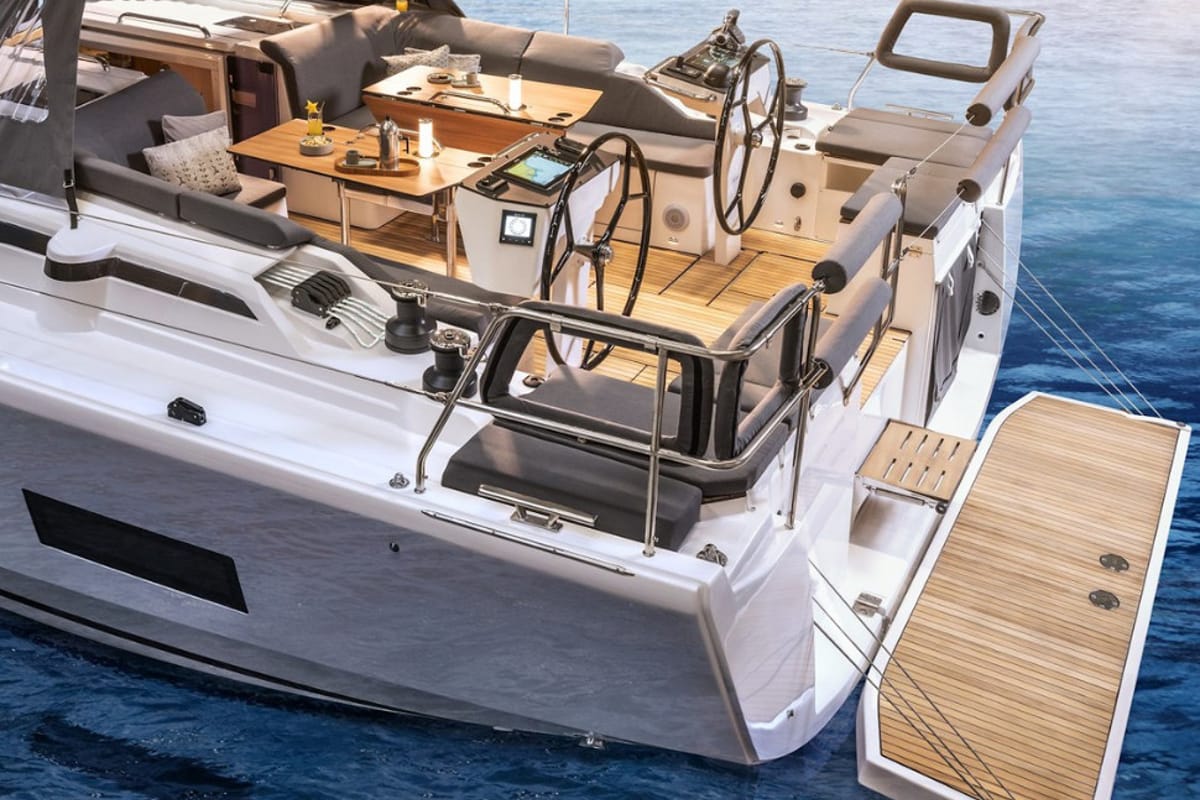 Deck of Freja, a Bavaria C46 sailboat at Grad Pula, Croatia