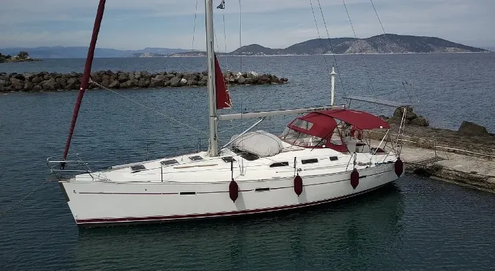 Exterior view of Crete, a Beneteau Oceanis Clipper 393 sailboat at Athens, Marina Delta Kallithea, Greece