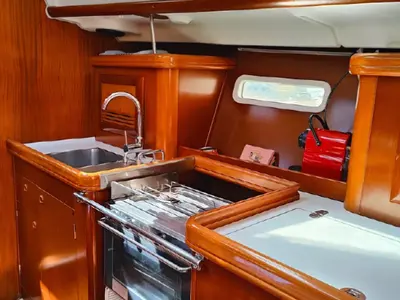 Galley of Crete, a Beneteau Oceanis Clipper 393 sailboat at Athens, Marina Delta Kallithea, Greece