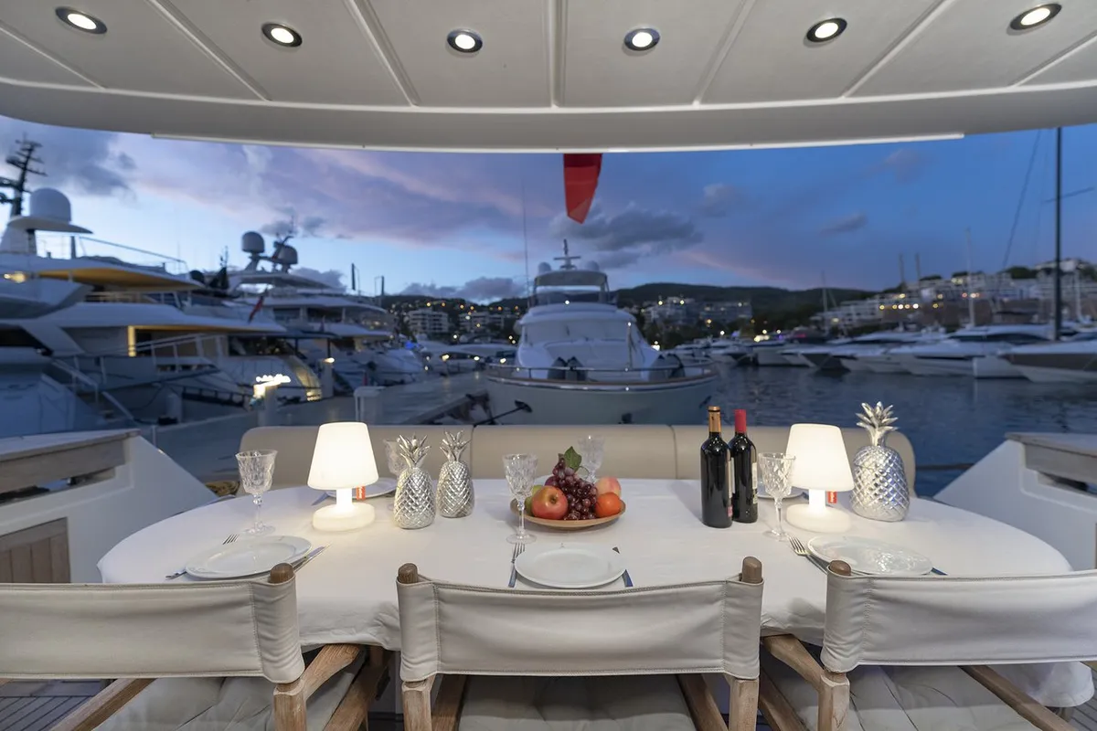 Deck of Auri, a Abacus Marine Abacus 70 yacht at Port d'Andratx, Spain