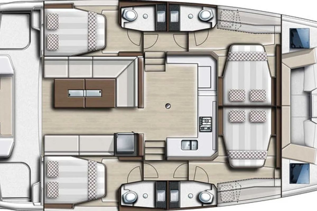 Floor plan of Amon Re, a Bali Catspace catamaran at Grad Kaštela, Croatia