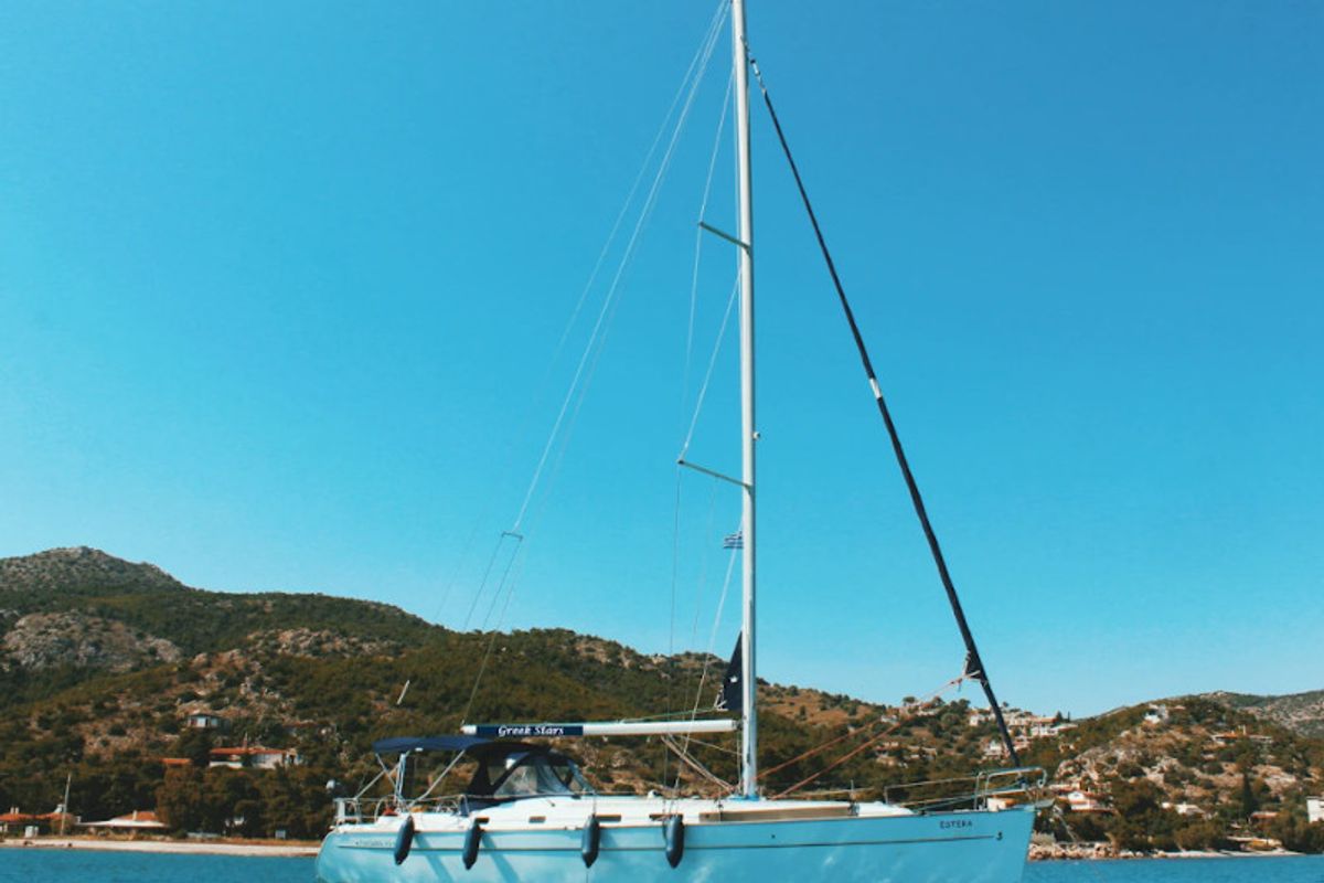 Exterior view of Estera, a Beneteau Cyclades 43.4 sailboat at Marina Delta Kallithea, Greece