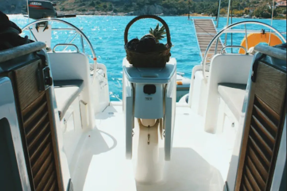 Cockpit of Estera, a Beneteau Cyclades 43.4 sailboat at Marina Delta Kallithea, Greece