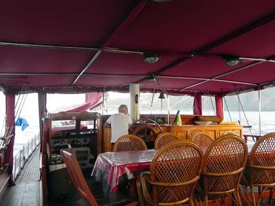 Cockpit of Sundial (Cabin 4), a Gulet Gulet gulet at Milazzo, Italy