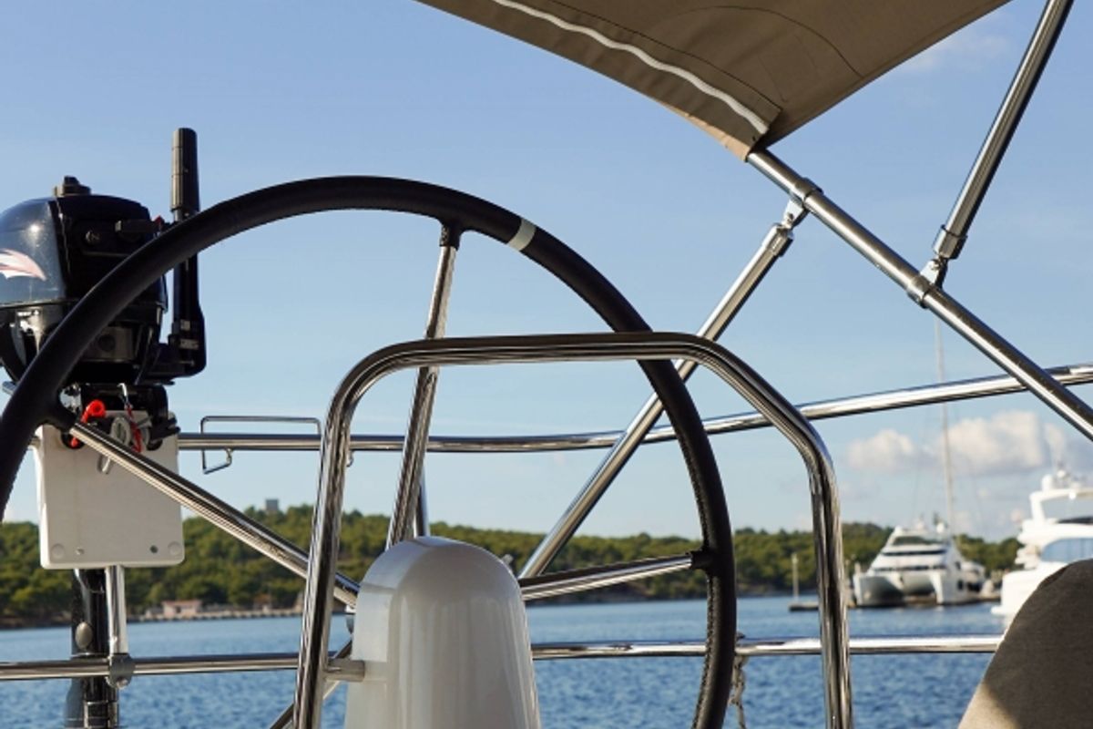Cockpit of Uri, a Jeanneau Sun Odyssey 440 sailboat at Pirovac, Croatia