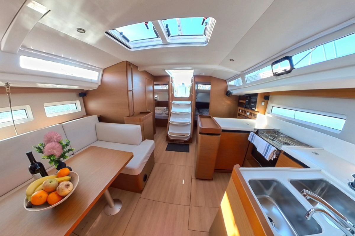 Salon of Uri, a Jeanneau Sun Odyssey 440 sailboat at Pirovac, Croatia