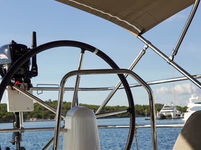 Cockpit of Uri, a Jeanneau Sun Odyssey 440 sailboat at Pirovac, Croatia