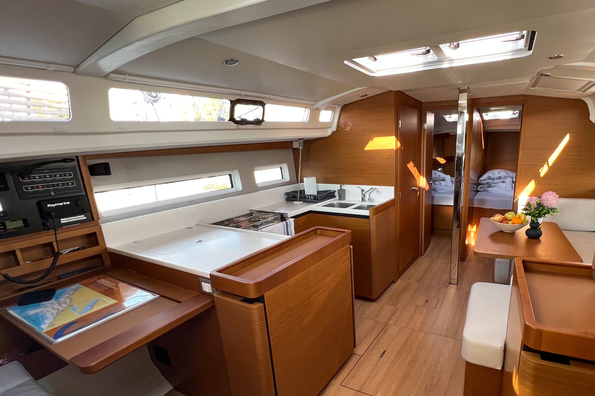 Salon of Uri, a Jeanneau Sun Odyssey 440 sailboat at Pirovac, Croatia