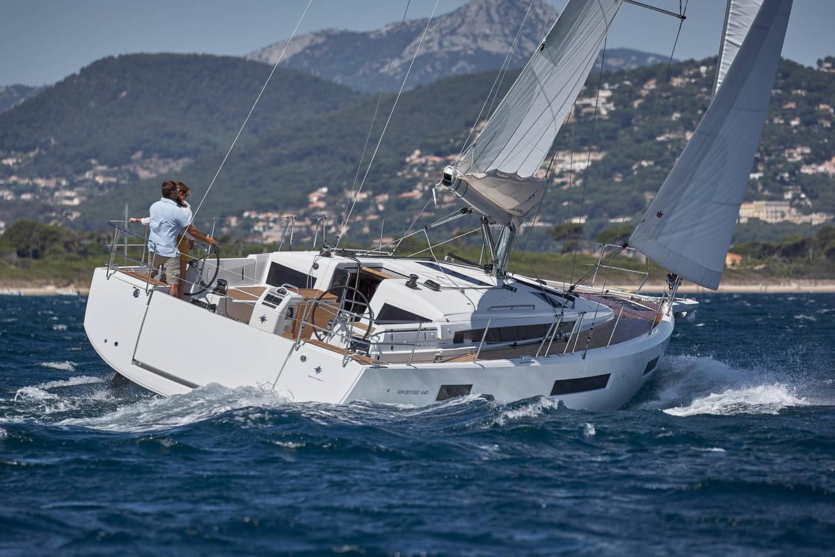 Exterior view of Uri, a Jeanneau Sun Odyssey 440 sailboat at Pirovac, Croatia