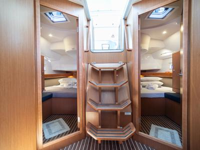 Cabin on EROS, a Bavaria Cruiser 46 sailboat at Athens, Greece