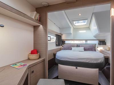Cabin on Monkey Puppy, a Fountaine Pajot Isla 40 catamaran at Athens, Greece