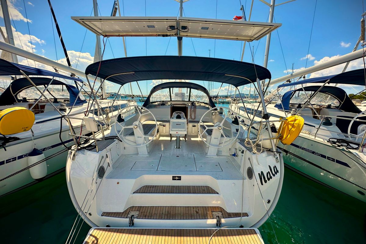 Exterior view of Nala, a Bavaria Cruiser 46 sailboat at Općina Sukošan, Croatia
