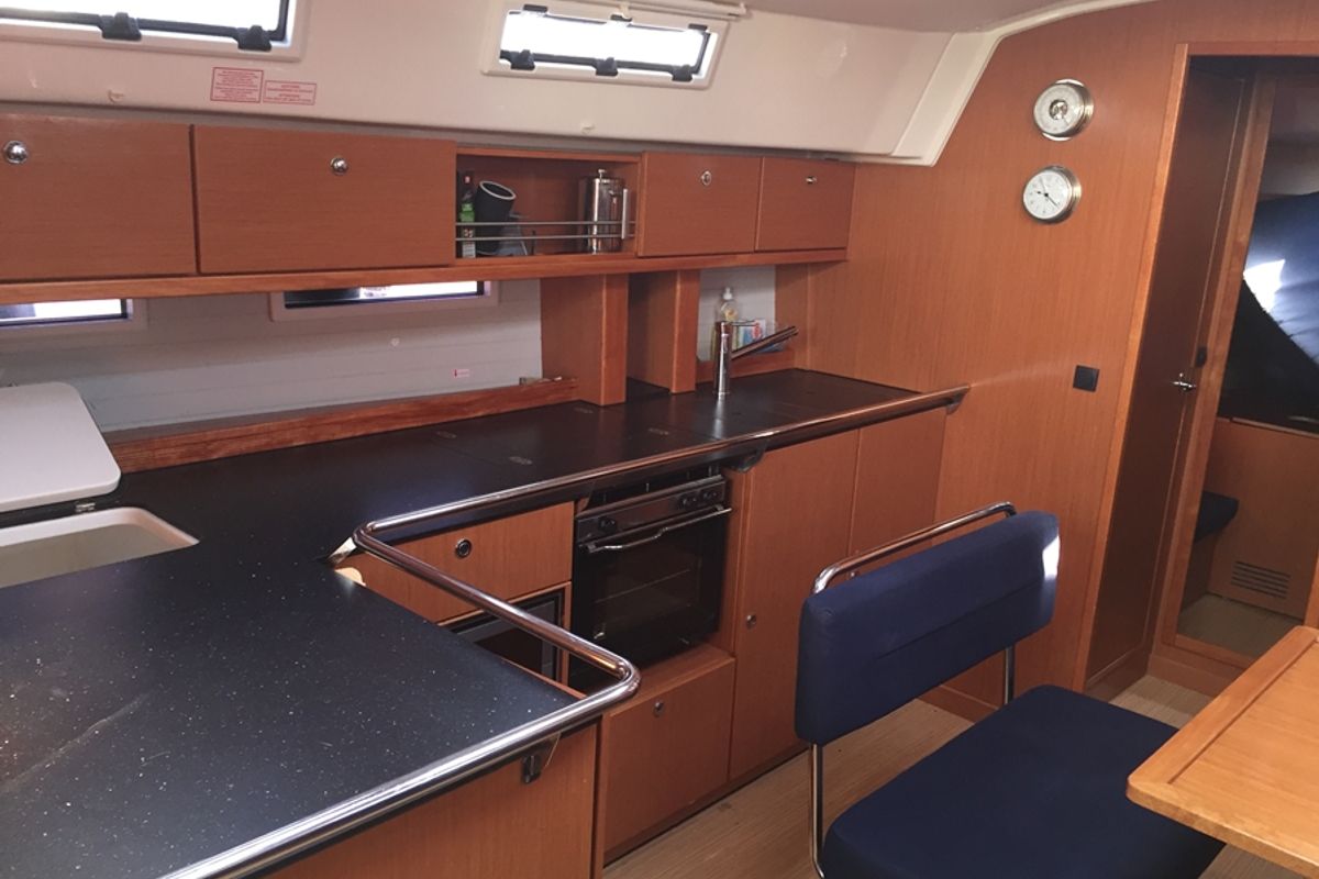 Galley of Estrella, a Bavaria Cruiser 45 sailboat at Punat, Croatia