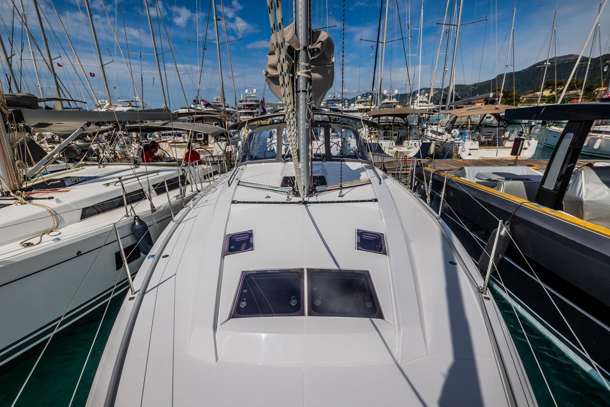 Deck of La Brisa, a Hanse Yachts Hanse 410 sailboat at Grad Kaštela, Croatia
