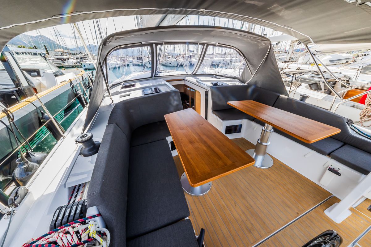 Deck of La Brisa, a Hanse Yachts Hanse 410 sailboat at Grad Kaštela, Croatia