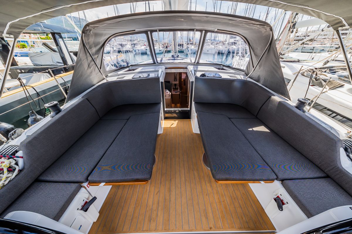 Deck of La Brisa, a Hanse Yachts Hanse 410 sailboat at Grad Kaštela, Croatia