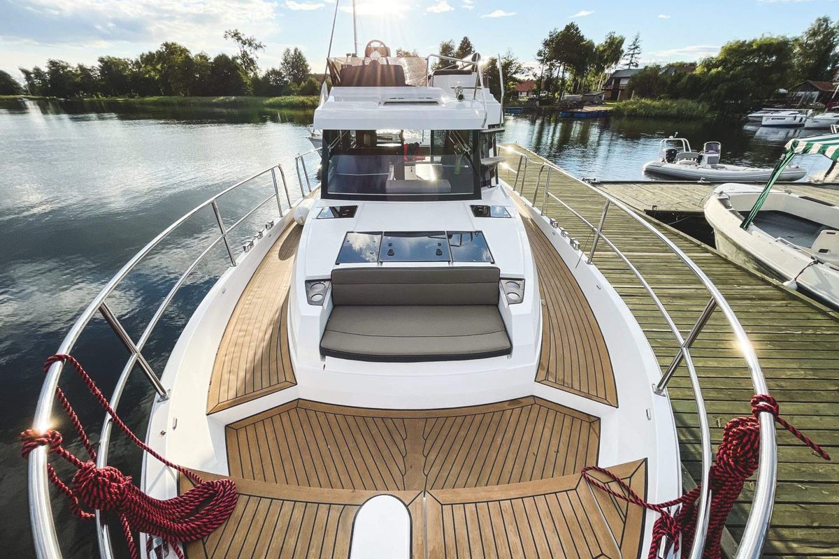 Deck of Tarantino, a Northman 1200 motorboat at Sztynort, Poland
