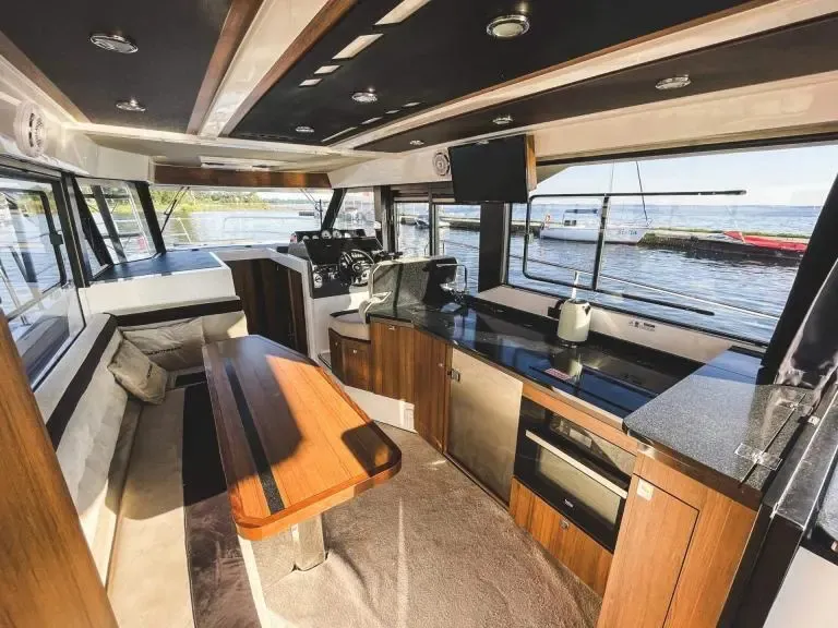Salon of Tarantino, a Northman 1200 motorboat at Sztynort, Poland