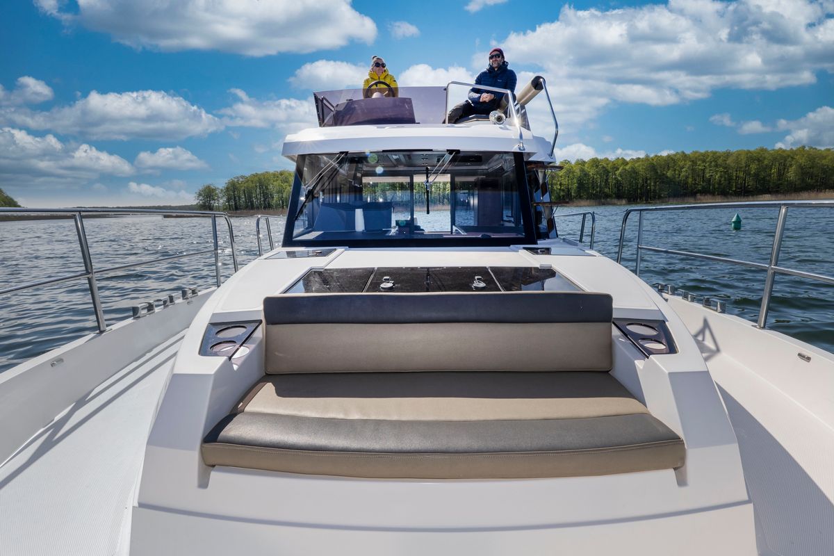 Deck of Tarantino, a Northman 1200 motorboat at Sztynort, Poland