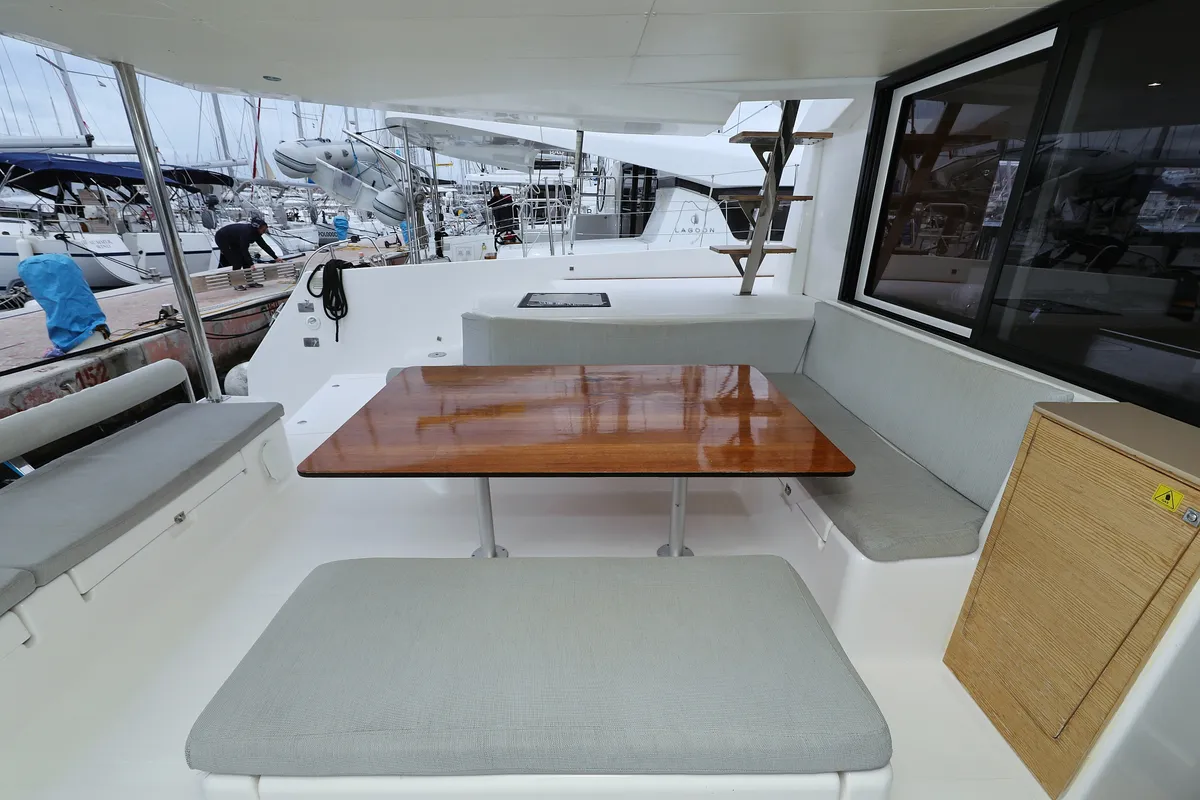Deck of Believe, a Dufour 48 Catamaran catamaran at Grad Vodice, Croatia