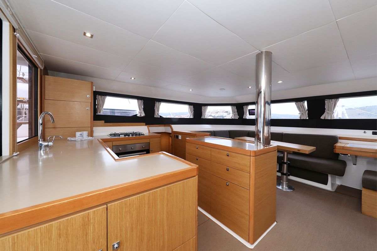 Galley of Believe, a Dufour 48 Catamaran catamaran at Grad Vodice, Croatia
