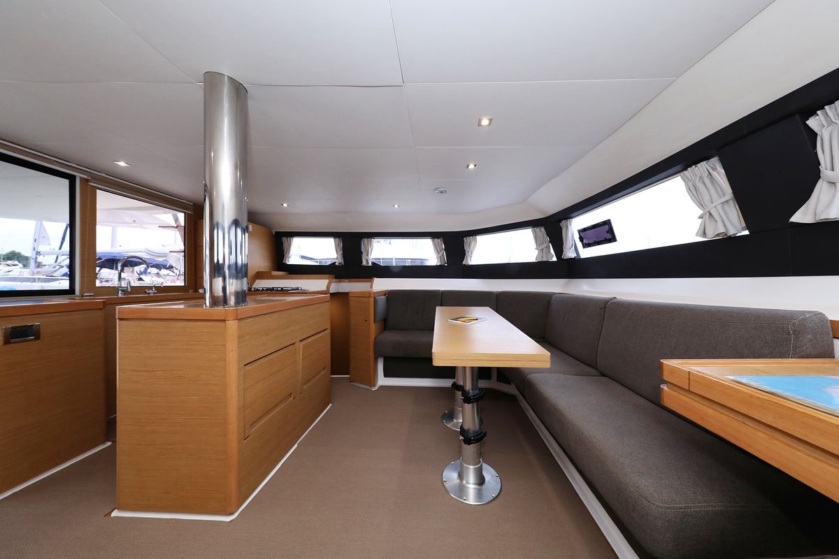Salon of Believe, a Dufour 48 Catamaran catamaran at Grad Vodice, Croatia
