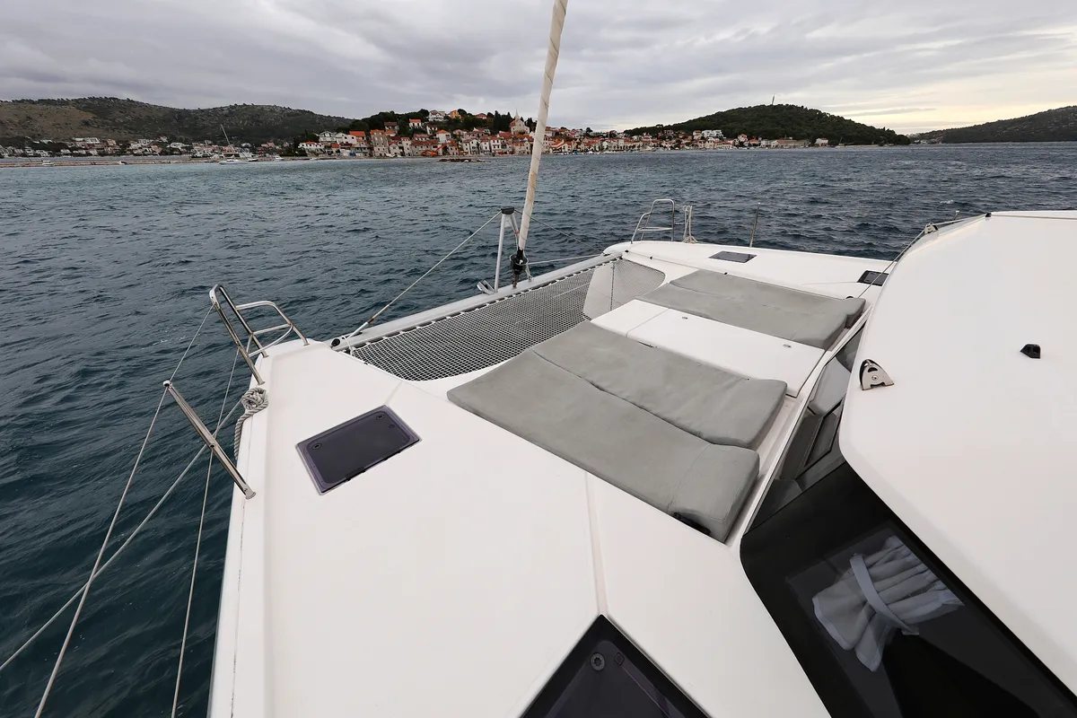 Deck of Believe, a Dufour 48 Catamaran catamaran at Grad Vodice, Croatia
