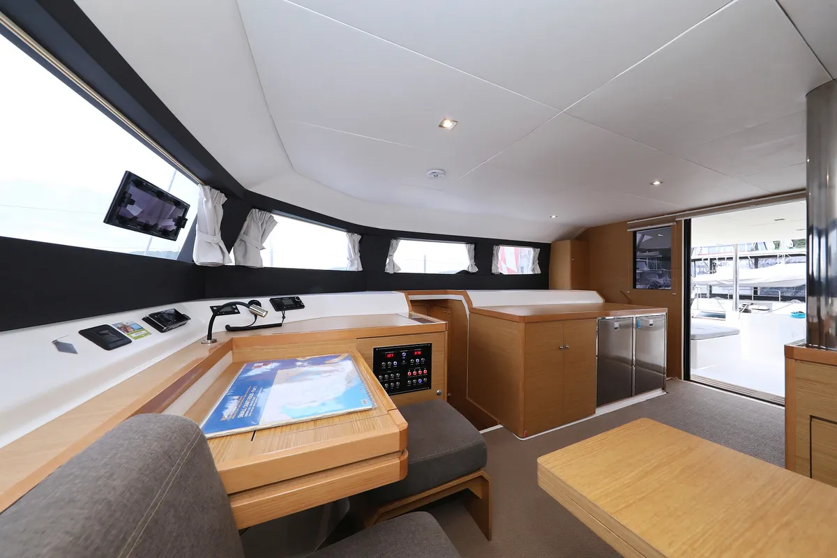 Salon of Believe, a Dufour 48 Catamaran catamaran at Grad Vodice, Croatia