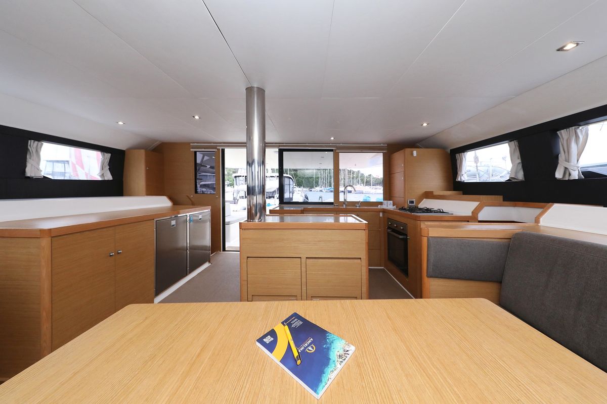 Salon of Believe, a Dufour 48 Catamaran catamaran at Grad Vodice, Croatia