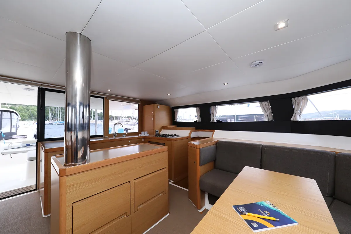 Salon of Believe, a Dufour 48 Catamaran catamaran at Grad Vodice, Croatia