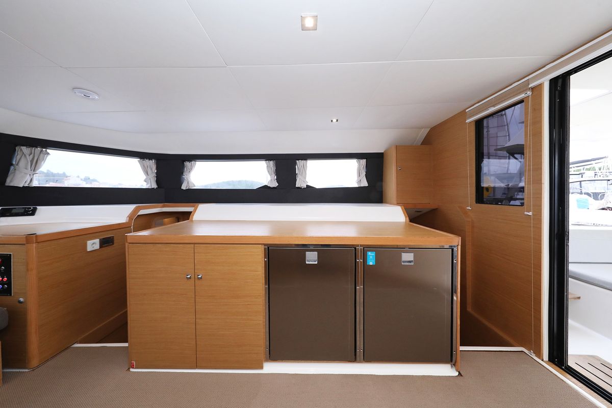 Galley of Believe, a Dufour 48 Catamaran catamaran at Grad Vodice, Croatia