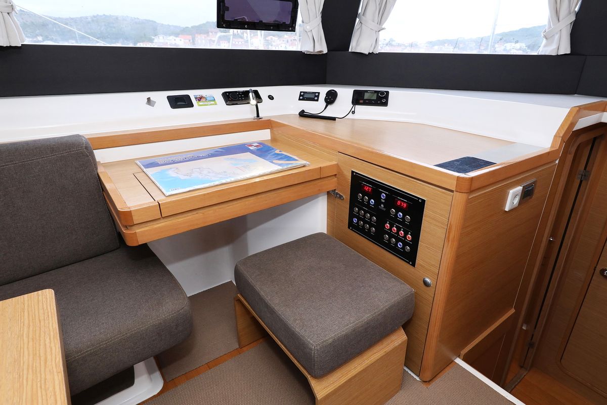 Salon of Believe, a Dufour 48 Catamaran catamaran at Grad Vodice, Croatia