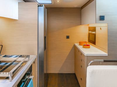 Galley of Sofia, a Lagoon 60 catamaran at Olbia, Italy