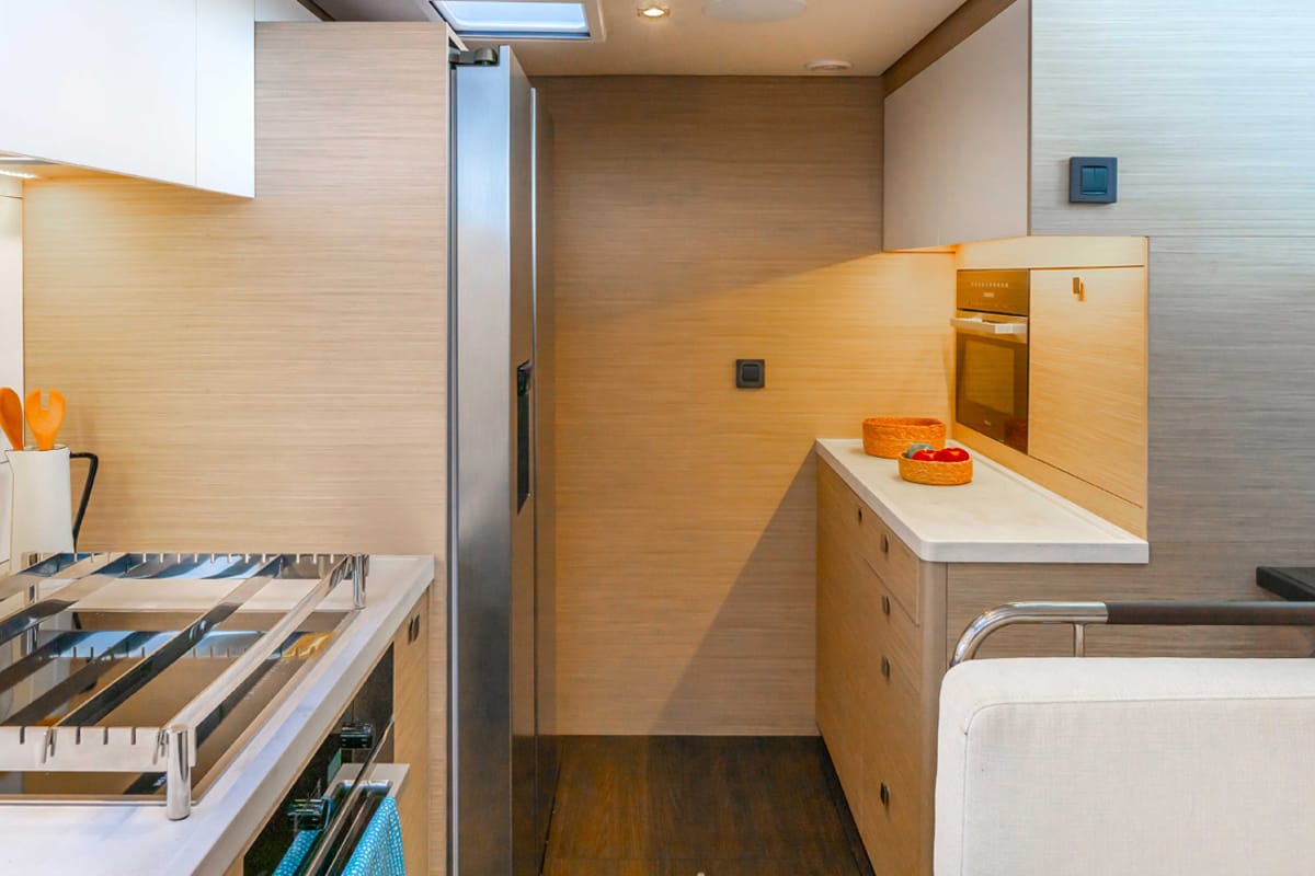 Galley of Sofia, a Lagoon 60 catamaran at Olbia, Italy