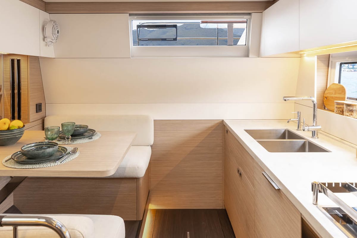 Galley of Sofia, a Lagoon 60 catamaran at Olbia, Italy