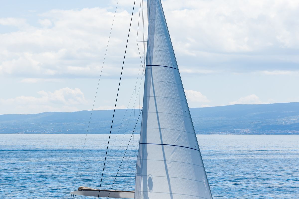 Exterior view of Opal, a Lagoon 620 catamaran at Split, Croatia