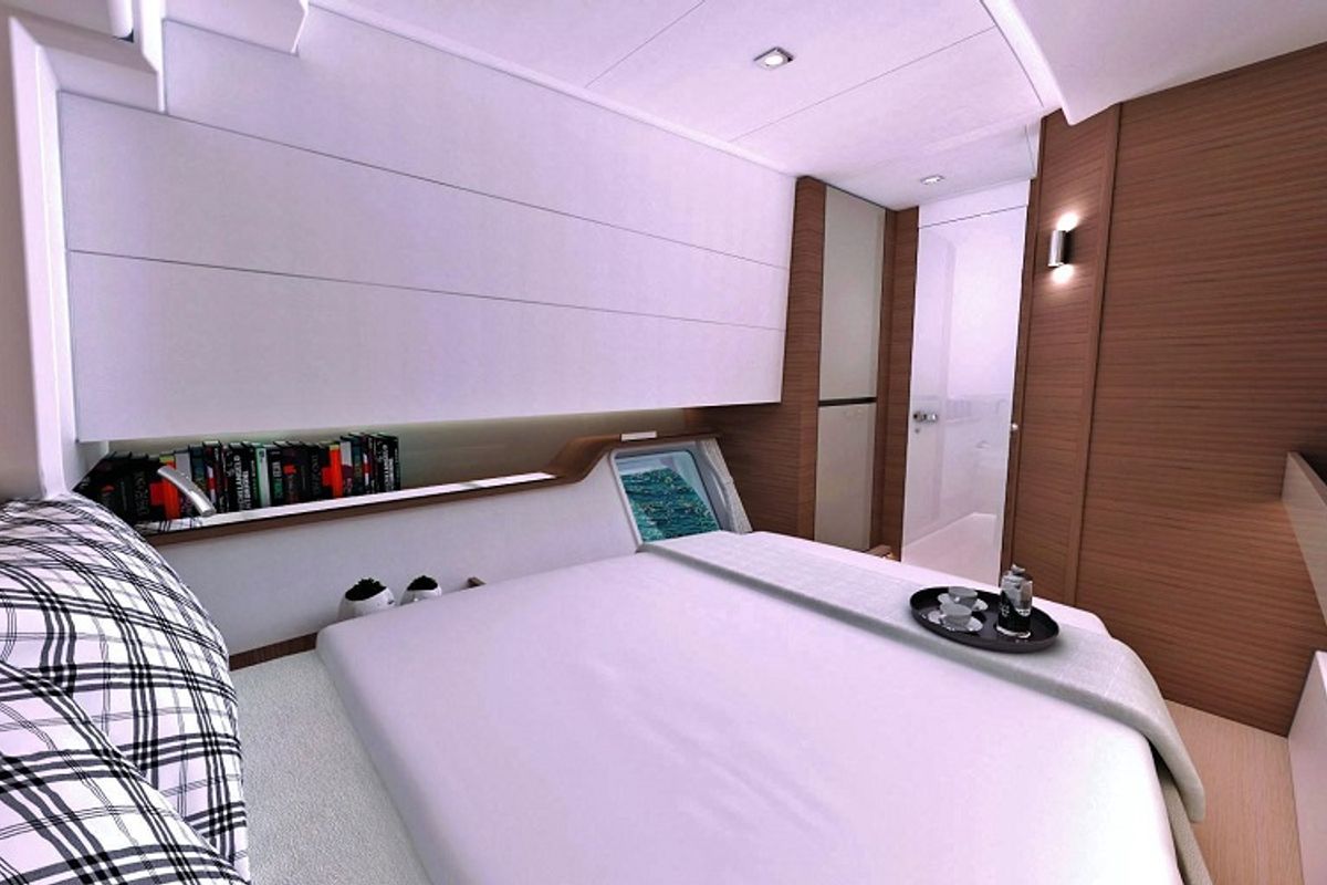 Cabin on Double Four, a Bali Catspace catamaran at Kalkara, Malta