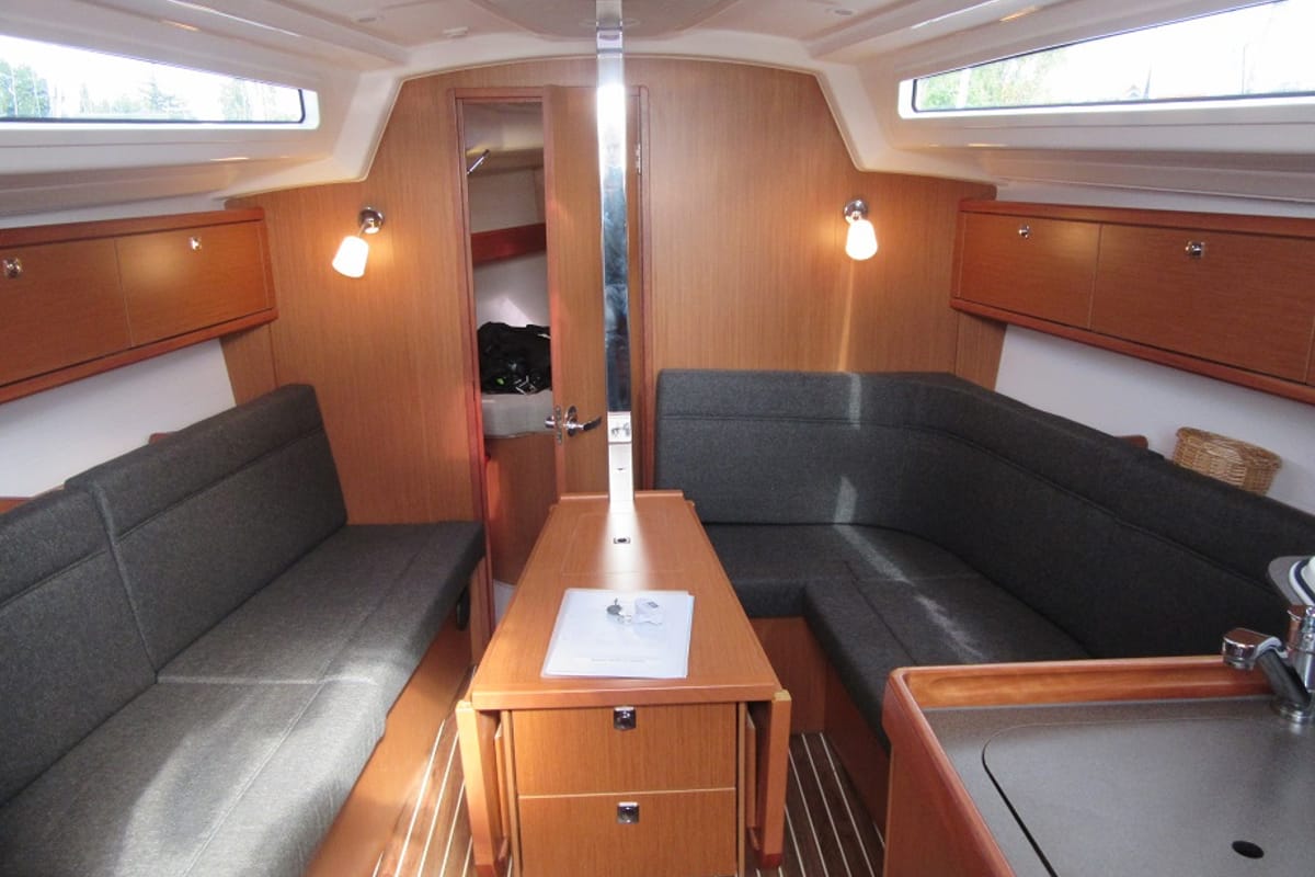 Salon of Ilse, a Bavaria Cruiser 34 sailboat at Gothenburg, Sweden