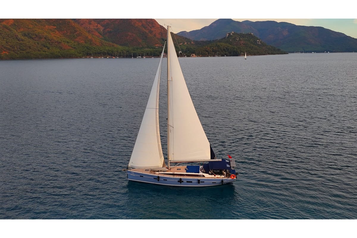 Exterior view of Kaiba, a D&D Kufner 54 sailboat at Marmaris, Turkey