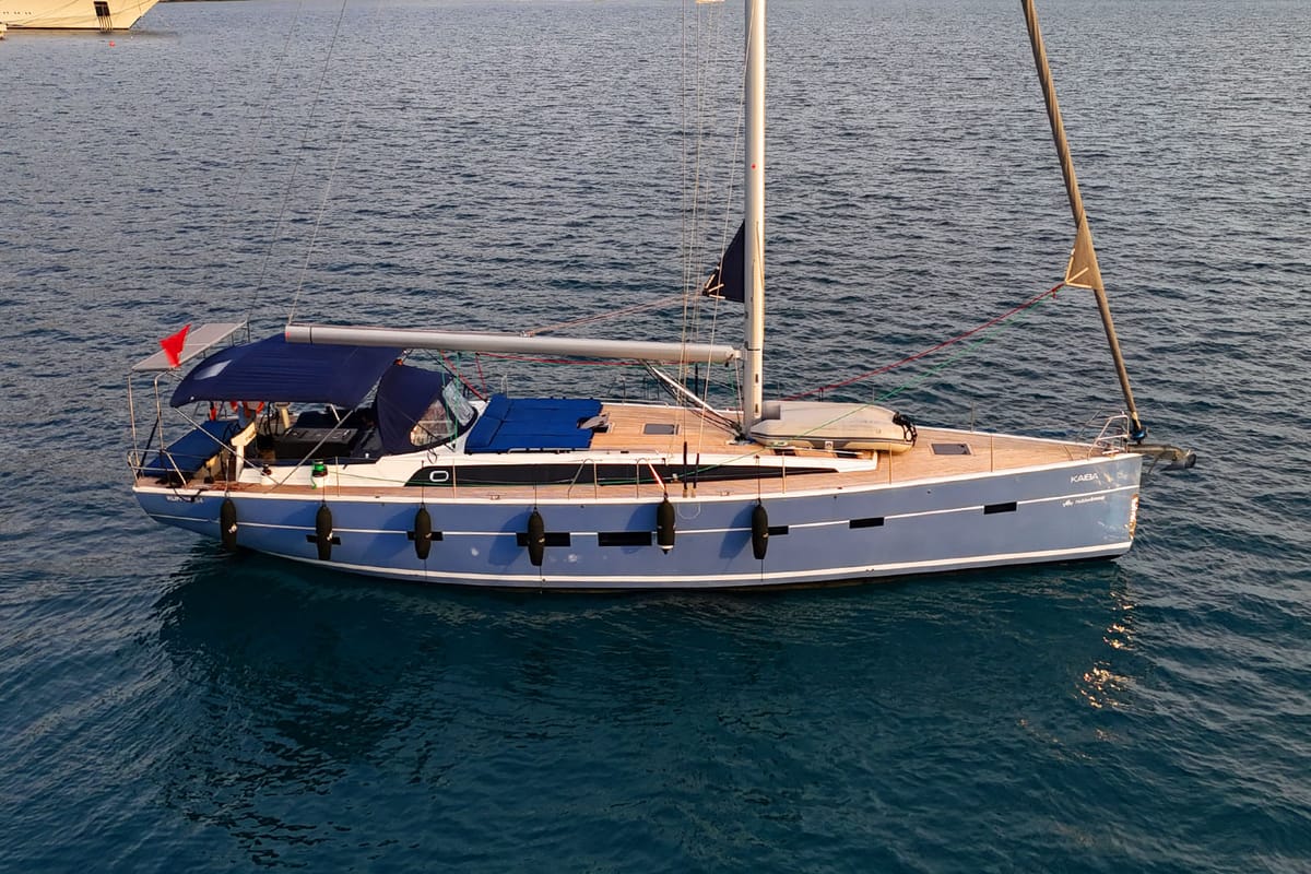 Cockpit of Kaiba, a D&D Kufner 54 sailboat at Marmaris, Turkey