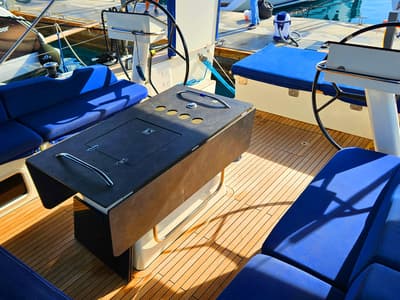 Cockpit of Kaiba, a D&D Kufner 54 sailboat at Marmaris, Turkey