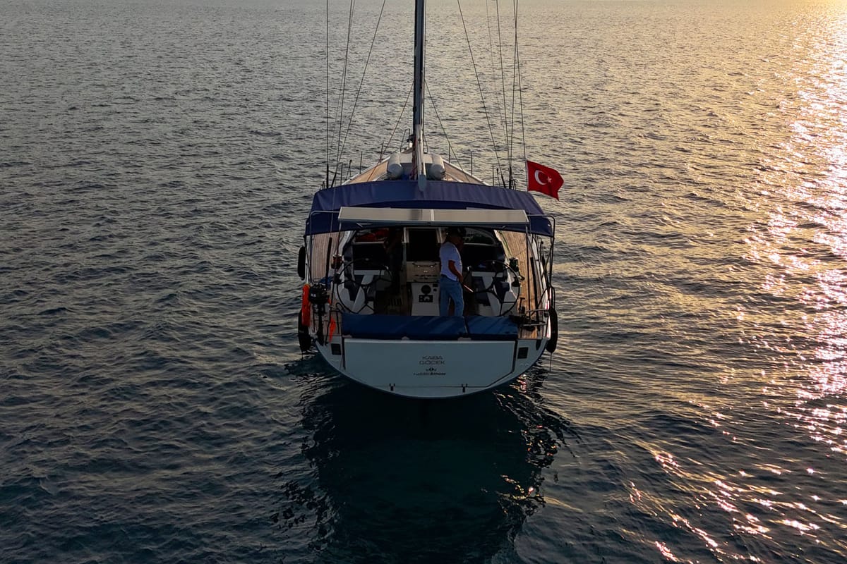 Exterior view of Kaiba, a D&D Kufner 54 sailboat at Marmaris, Turkey