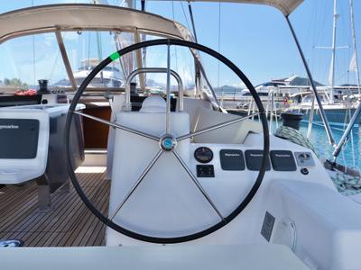 Cockpit of Avalon, a Dufour 460 Grand Large sailboat at Municipal Unit of Rhodes, Greece