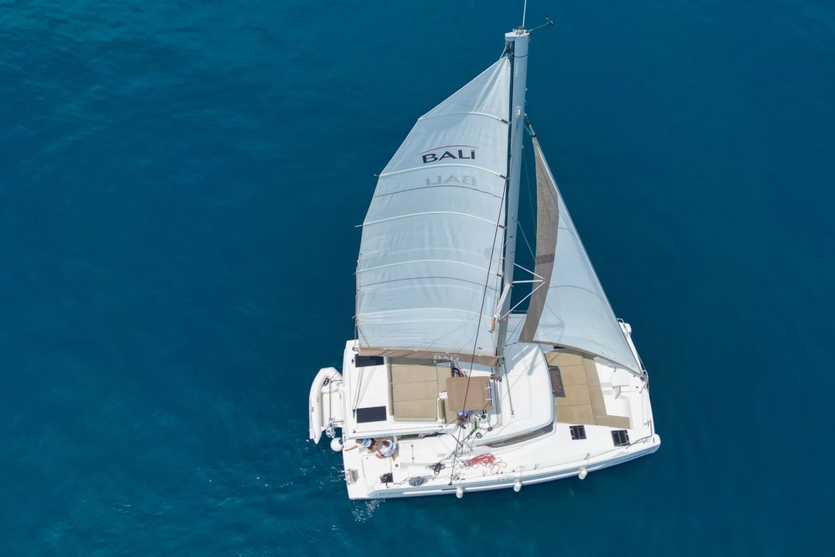 Exterior view of Tatinja, a Bali Catspace catamaran at Grad Kaštela, Croatia