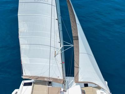 Deck of Tatinja, a Bali Catspace catamaran at Grad Kaštela, Croatia