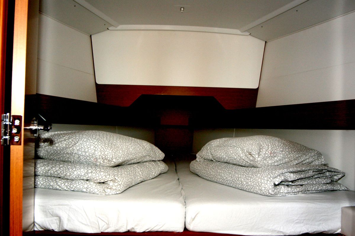 Cabin on Antonija, a Jeanneau Sun Odyssey 349 sailboat at Punat, Croatia