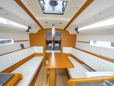 Salon of Popeye, a Jeanneau Sun Odyssey 349 sailboat at Pirovac, Croatia