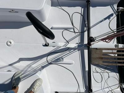 Cockpit of Suferina, a Beneteau First 27 sailboat at Split, Croatia