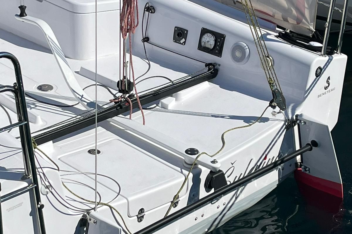Deck of Suferina, a Beneteau First 27 sailboat at Split, Croatia