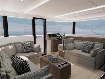 Salon of Leopard 46PC, a Leopard 46PC catamaran at Nassau, Bahamas